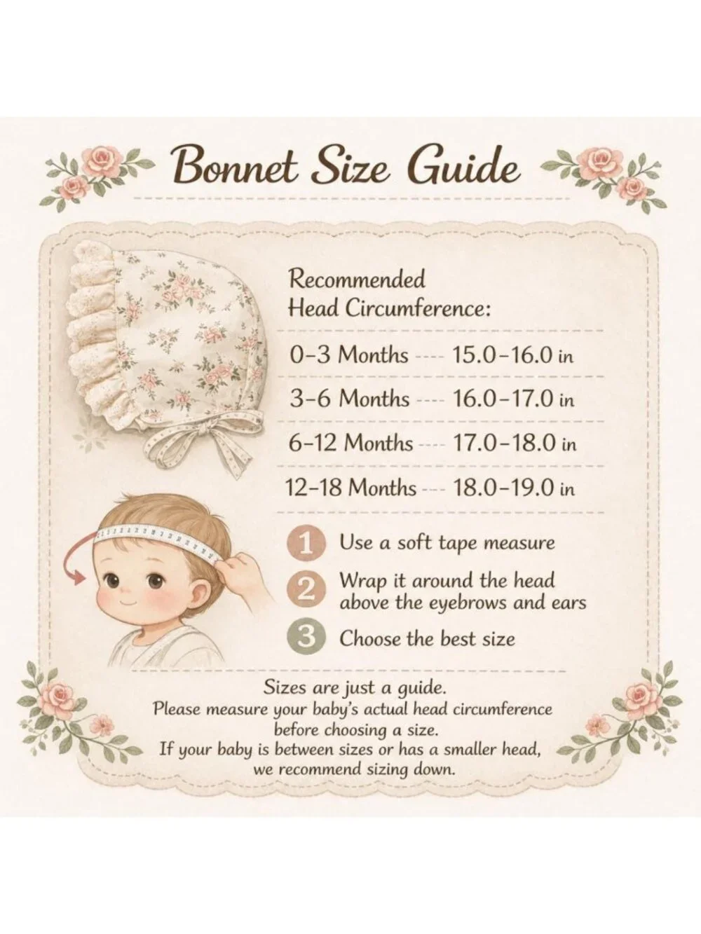 Vintage Floral Cotton Baby Girls' Bonnet - Lace Sun Protection Hat for Infants